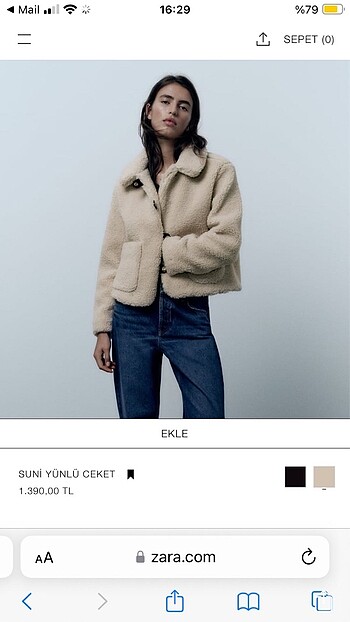 Zara peluş ceket