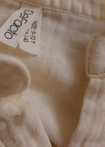 Kız Çocuk Beyaz Pamuklu Düğmeli Bluz - Görsel 4