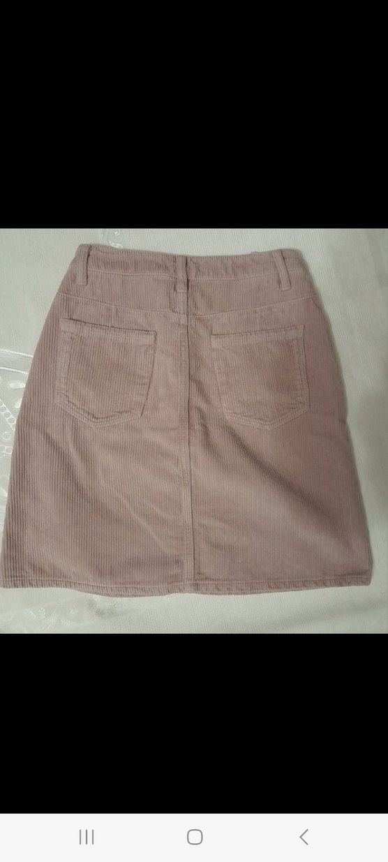 Düğmeli Pembe Fitilli Kadın/Çocuk  Etek - Görsel 2