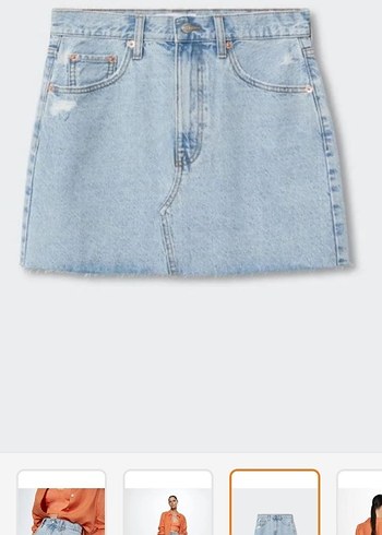 Mavi Midi Denim Mini Etek - Görsel 2