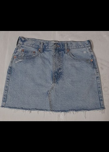 Mavi Midi Denim Mini Etek - Görsel 4