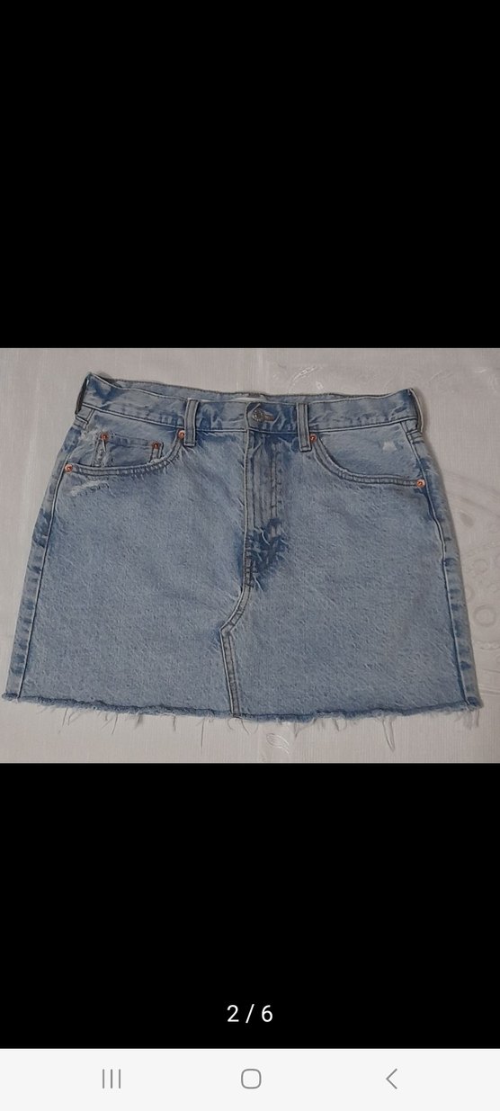 Mavi Midi Denim Mini Etek - Görsel 4