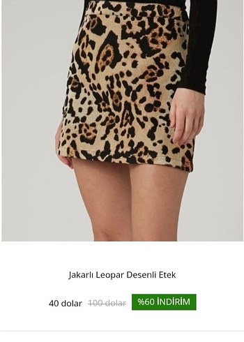Jakarlı Leopar Desenli Mini Etek - Görsel 2
