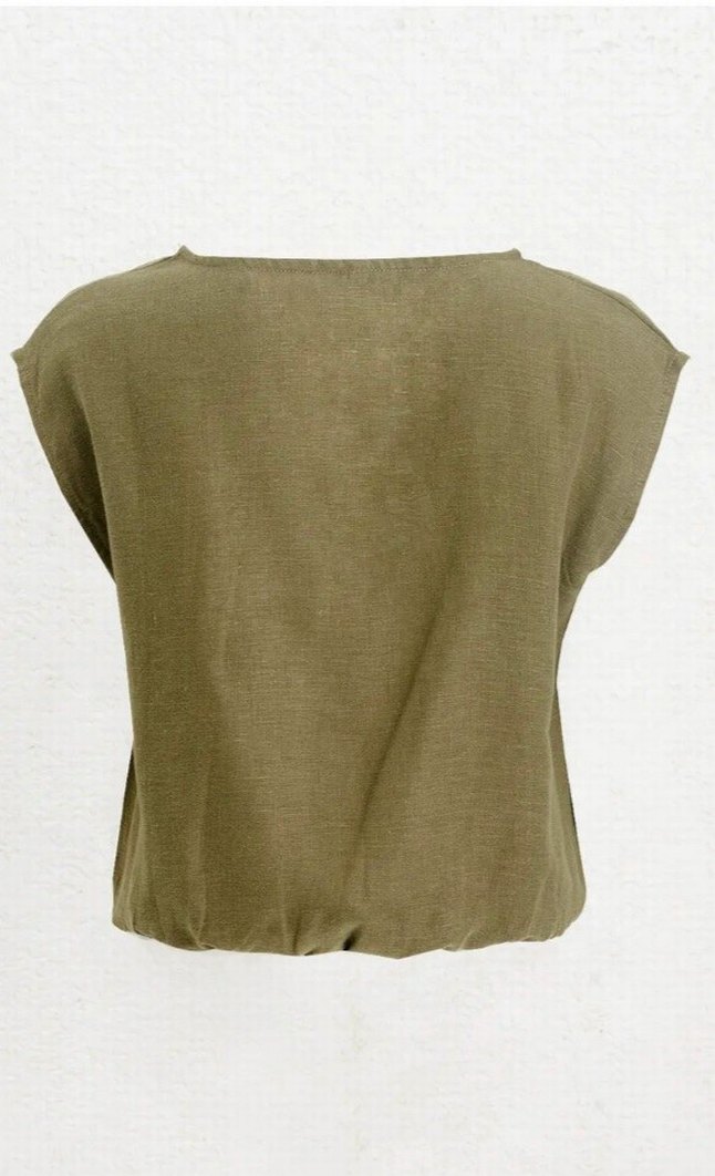 Bsl Haki %100 Keten Bluz (Hiç Giyilmedi) - Görsel 3