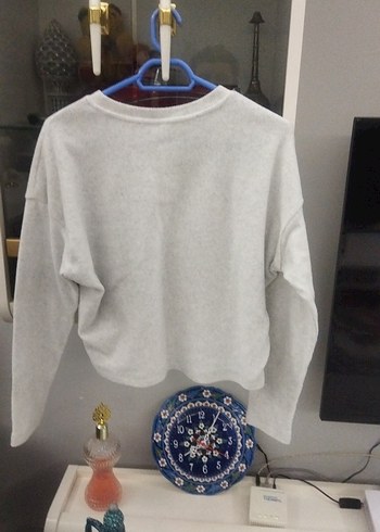 s Beden Gri Bisiklet Yaka Kadın Sweatshirt
