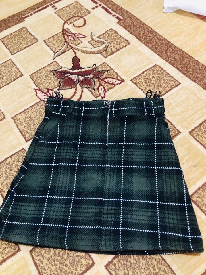 Çok Renkli Ekose Örgü Mini Etek - Görsel 2