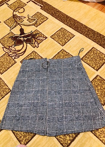 Gri Ekose Mini Etek - Görsel 2