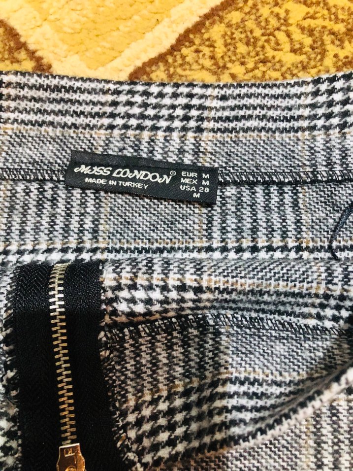 Gri Ekose Mini Etek - Görsel 5