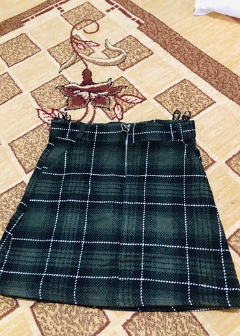 Kadın Ekose Örgü Mini Etek - Görsel 2