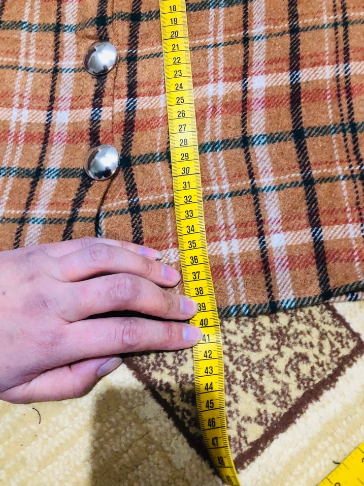 Düğmeli Kahverengi Ekose Mini Etek - Görsel 4