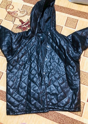 Düğmeli Siyah Deri Kadın Ceket - Görsel 4