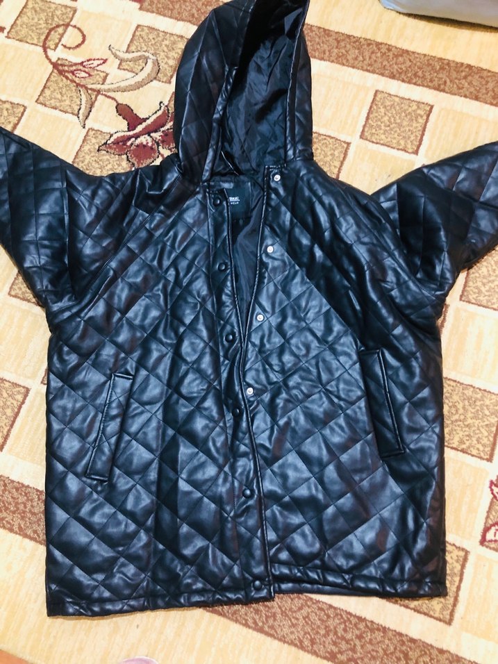 Düğmeli Siyah Deri Kadın Ceket - Görsel 4