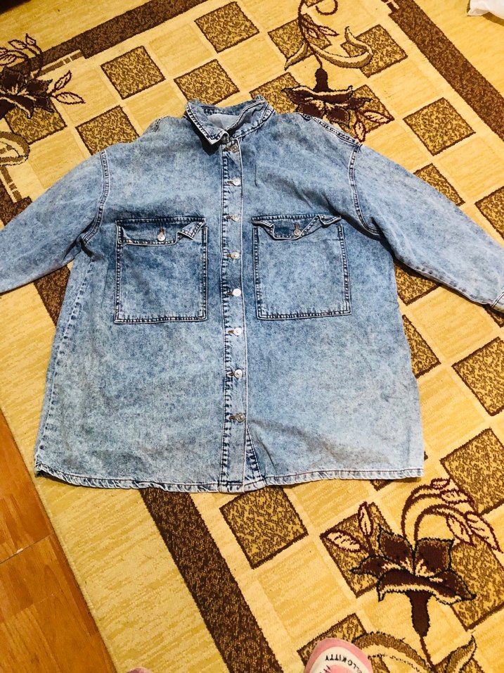 Düğmeli Mavi Denim Kadın Ceket - Görsel 5