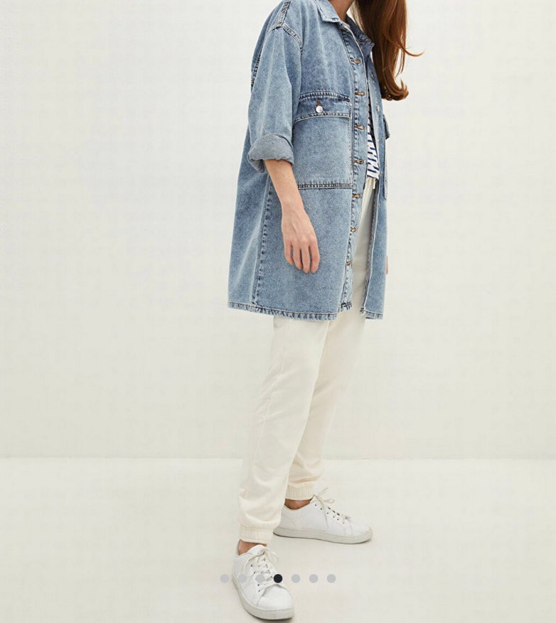 Düğmeli Mavi Denim Kadın Ceket - Görsel 4