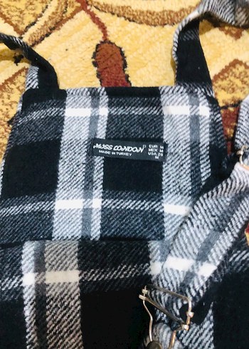 Kareli Bol Kesim Kız Salopet - Görsel 4