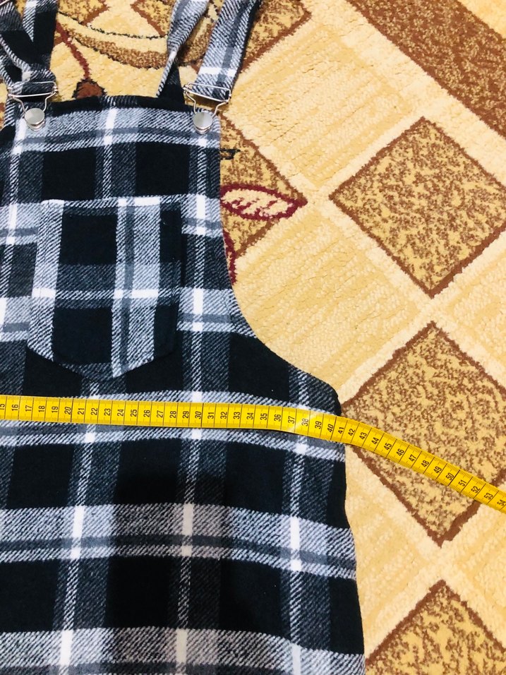 Kareli Bol Kesim Kız Salopet - Görsel 3