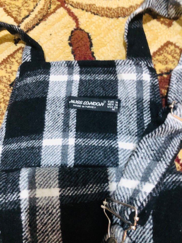 Kareli Bol Kesim Kız Salopet - Görsel 4