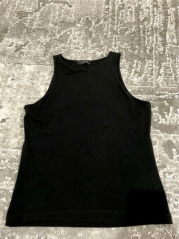 l Beden Siyah Pamuklu Halter Yaka Fitted/Vücuda oturan atlet