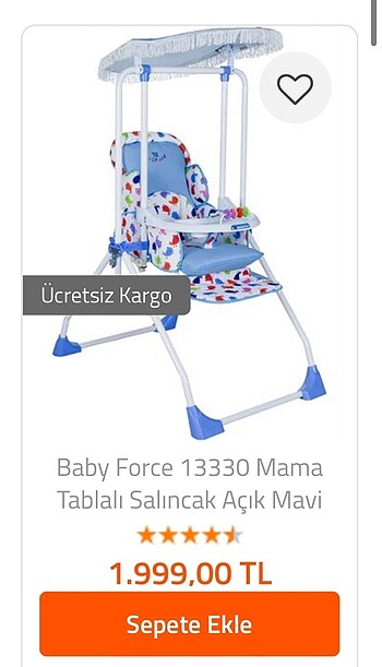 Bebek mama sandalyeli salıncak