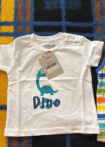 Baskılı Dinozor ve Renkli Çizgili Çocuk Atletleri - Görsel 2