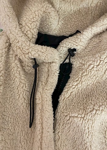 s Beden camel Renk Kapüşonlu Bej Peluş Kadın Mont