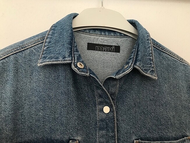 xs Beden Mavi jeans kot gömlek