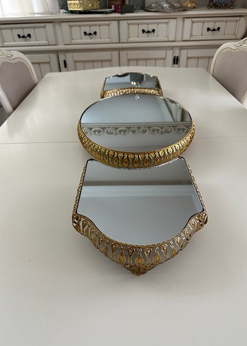 Parlak Altın Renkli Dekoratif Ayna Seti - Görsel 2