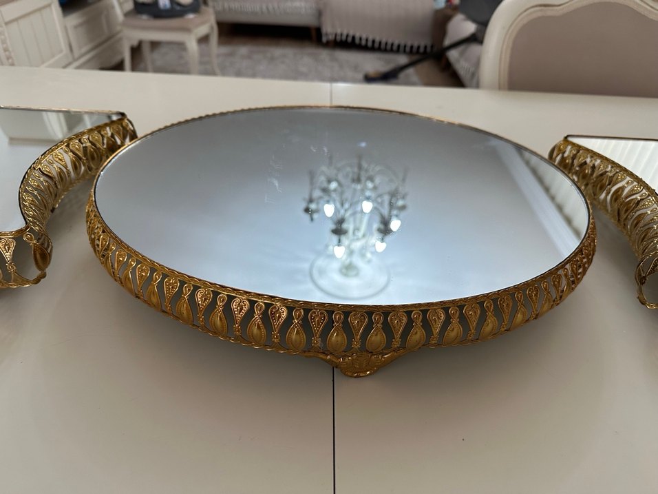 Parlak Altın Renkli Dekoratif Ayna Seti - Görsel 4