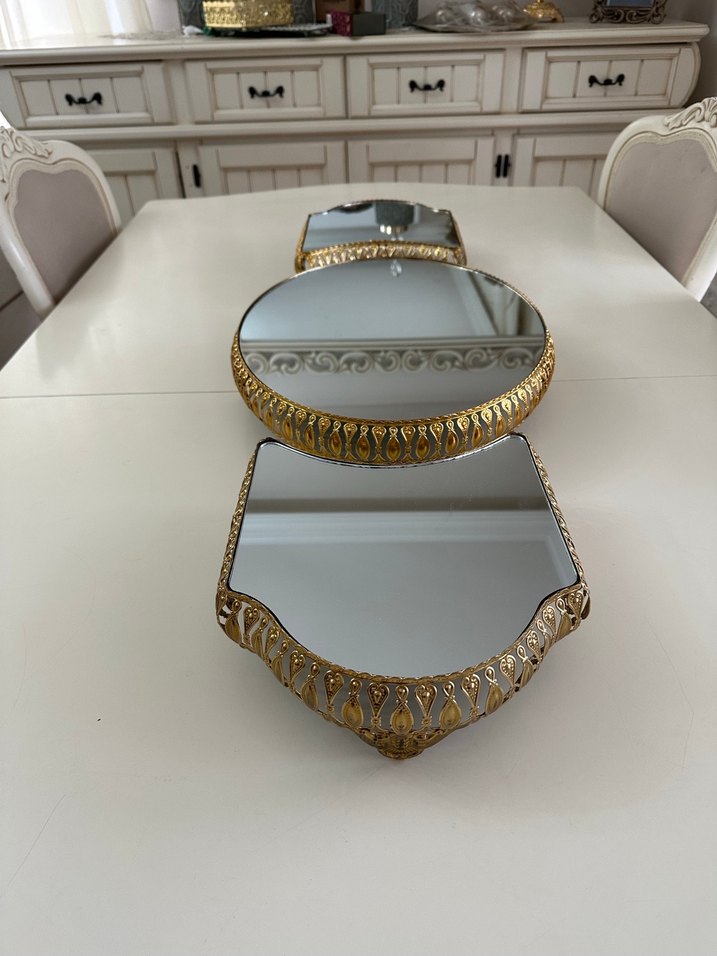 Parlak Altın Renkli Dekoratif Ayna Seti - Görsel 2