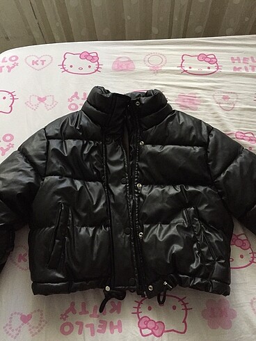 deri şişme crop mont