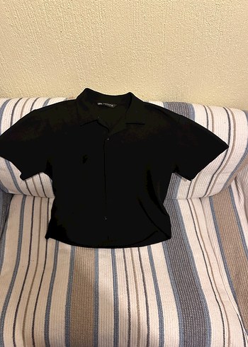 Siyah Düğmeli Kısa Kollu Polo Tişört - Görsel 3