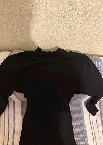 Siyah Yüksek Yaka Uzun Kollu Tunik - Görsel 3