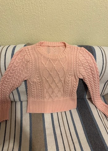 Pembe Örgü Kadın Kazak - Görsel 2