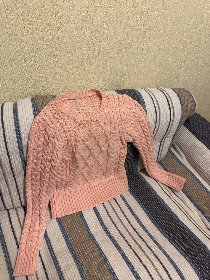 Pembe Örgü Kadın Kazak - Görsel 3
