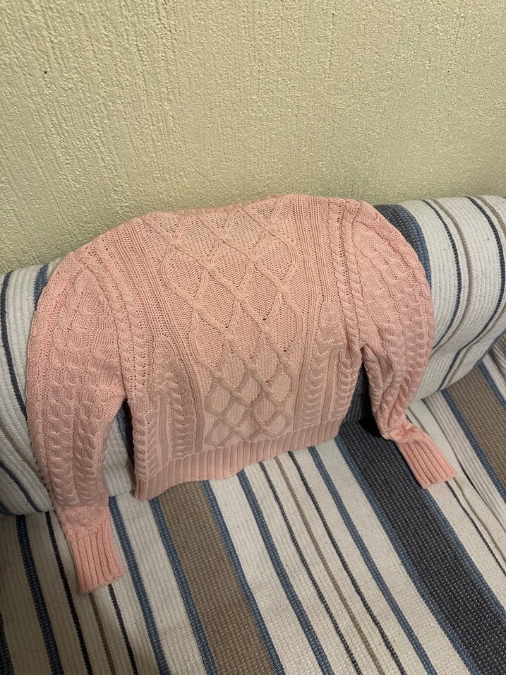 Pembe Örgü Kadın Kazak - Görsel 4