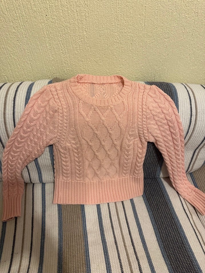 Pembe Örgü Kadın Kazak - Görsel 2