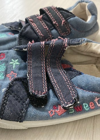 Kız Çocuk Kot Kumaşlı Nakışlı Spor Ayakkabı - Görsel 2