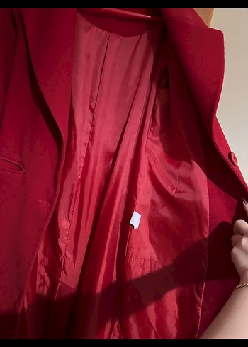 Askı butik Kırmızı Uzun Kaban - Görsel 5