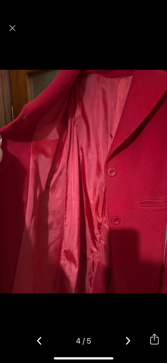 Askı butik Kırmızı Uzun Kaban - Görsel 4