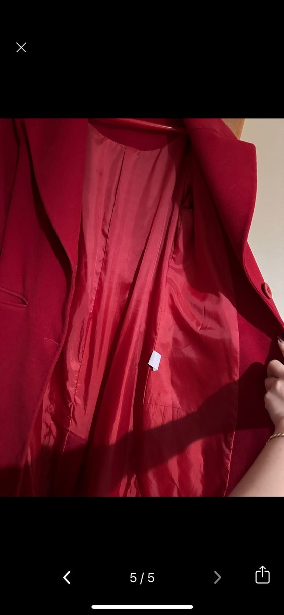 Askı butik Kırmızı Uzun Kaban - Görsel 5