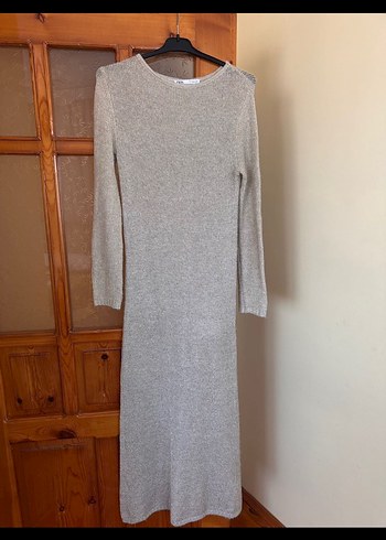 Zara Bej Triko Uzun Kollu Kadın Elbise - Görsel 2