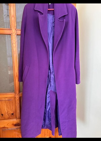 Askı butik Mor Kemerli Uzun Kaban - Görsel 2