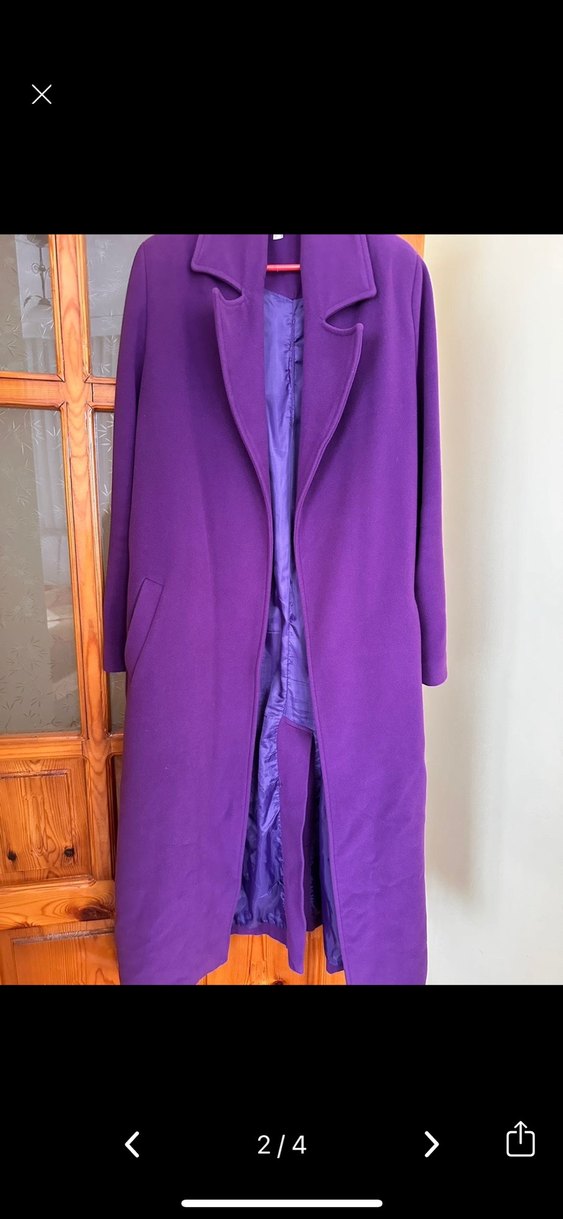 Askı butik Mor Kemerli Uzun Kaban - Görsel 2