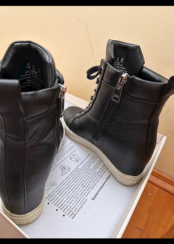 DKNY Siyah Kadın Deri Sneaker Wedge Topuklu - Görsel 3