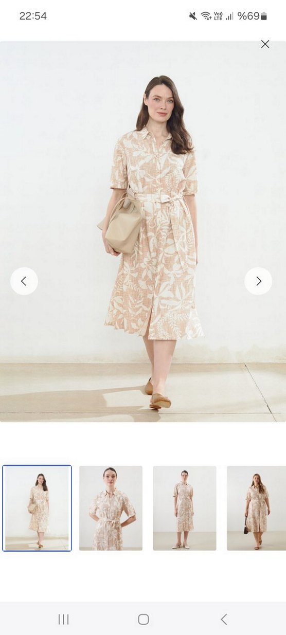 Bej Bağcıklı Midi Bohem Elbise - Görsel 2