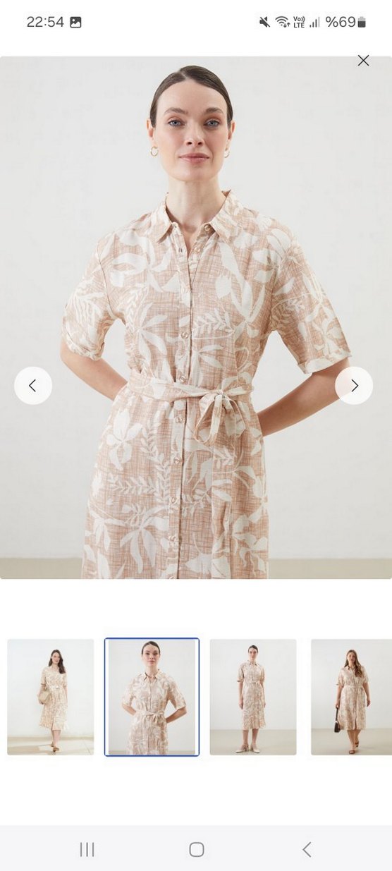 Bej Bağcıklı Midi Bohem Elbise - Görsel 3