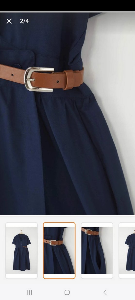 Kemerli Lacivert Midi Elbise - Görsel 3