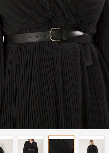 Siyah Piliseli Uzun Kadın Elbise - Görsel 5