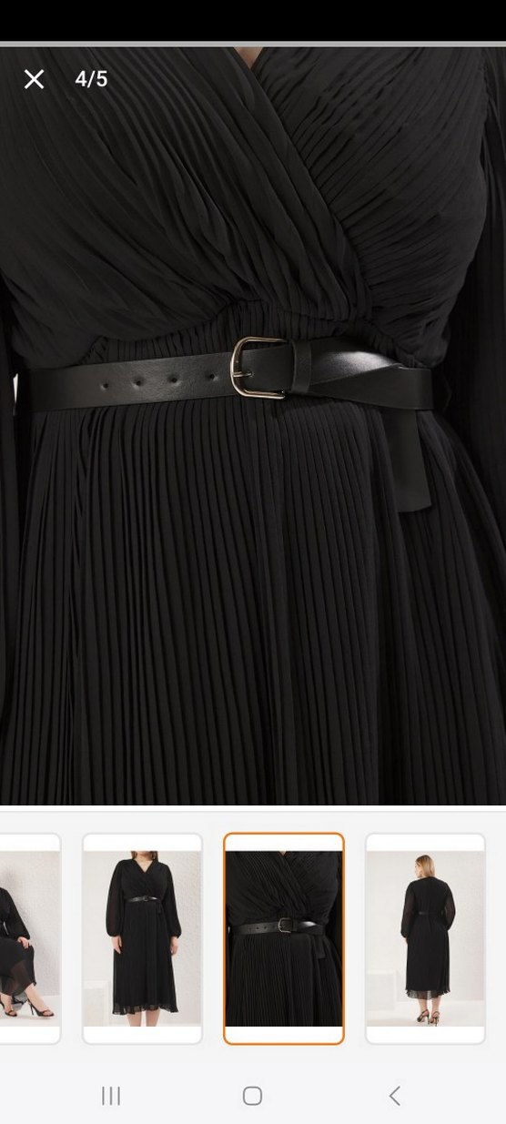 Siyah Piliseli Uzun Kadın Elbise - Görsel 5