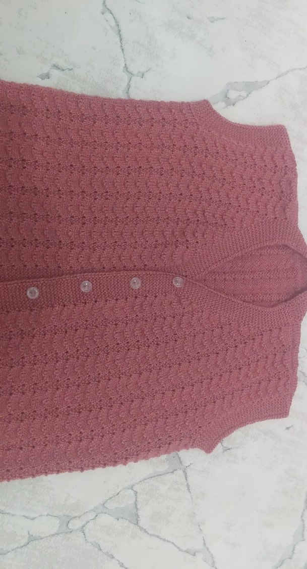 koyu Pembe Örgü V Yaka Kadın Süveter - Görsel 2